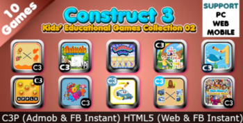 Kids Educational Games Collection 02 (Construct 3 | C3P | HTML5) 10 Games Admob and FB Instant Ready