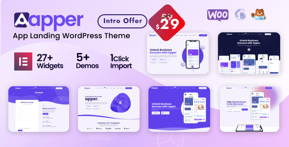Apper – App Landing Page Multi-concept WordPress Theme 2.0.14