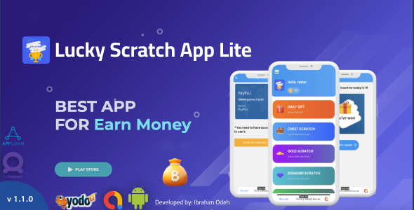 Lucky Scratch to Win Android App Lite with Earning System - Admin Panel (Admob + Applovin + Yodo1) 1.2