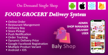 Online Food, Grocery and Restaurant Ecommerce Shopping mobile Application with Delivery- IOS Android