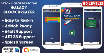 Galaxy Block Breaker - Brick Breaker Game Android Studio Project with AdMob Ads + Ready to Publish