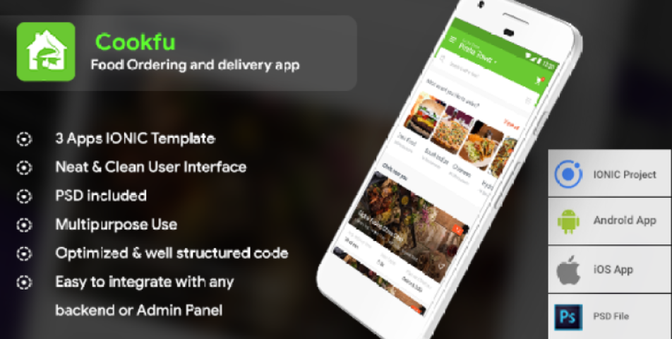 Food Ordering & Delivery Android App + iOS App Template | Cookfu (HTML+CSS files IONIC 3)