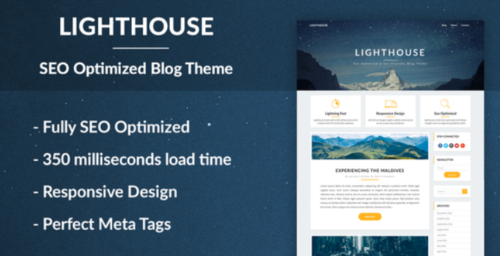 Lighthouse Blogger – SEO Optimized and SEO Friendly WordPress Blog Theme for Blogging