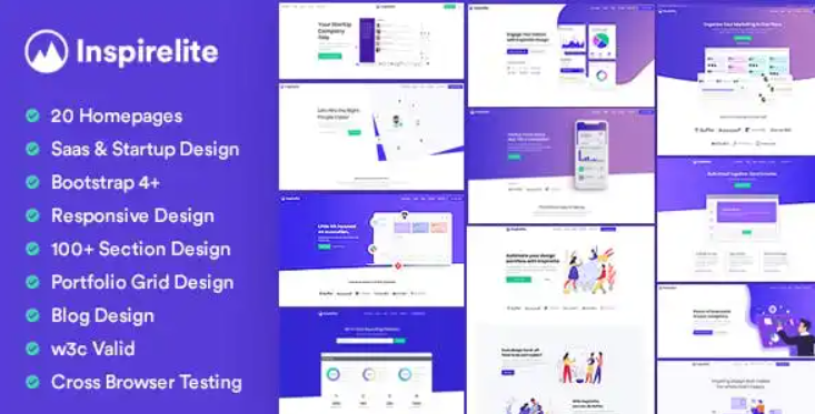 Inspirelite Responsive Template for SaaS, Startup, & Web app
