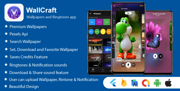 WallCraft Wallpapers and Ringtones Flutter app