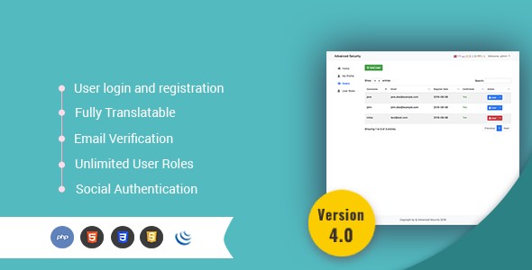 Advanced Security - PHP Register/Login System 4.0.0