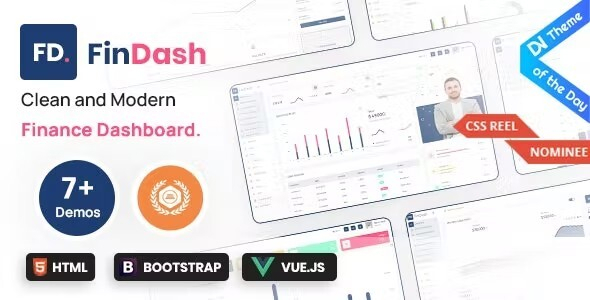 FinDash - Vuejs, HTML Finance Sales Dashboard.