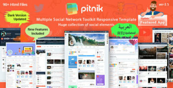 Pitnik - Social Network Online Community UI Toolkit Responsive Template