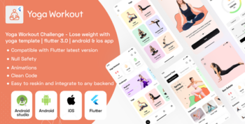 Yoga Workout Challenge - Lose weight with yoga template | Flutter | Android + ios app template19 July 2023