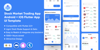 GoGrow: Stock Market Trading App | Charts | Wallet Android + iOS Flutter App UI Template