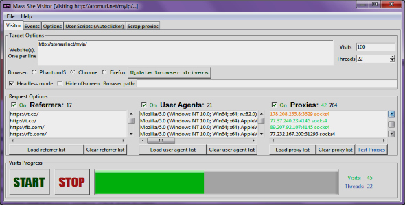 Mass Site Visitor - a traffic bot 2.1