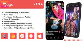Teego (iOS and Android) - Live Streaming with up to 4 participants, Feed, Paid calls and Payouts 1.3.4