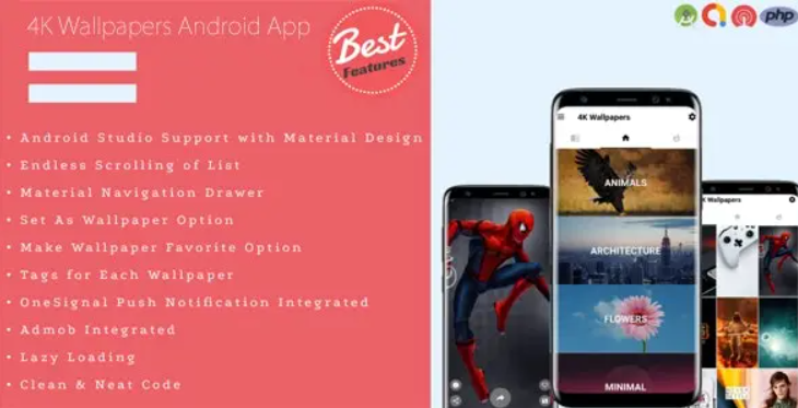 4K Wallpapers Android App – PHP Backend + Admob + OneSignal