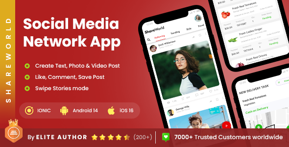 2 App Template| Social Network App| Chatting and Group Chatting App| Story Sharing App| Shareworld