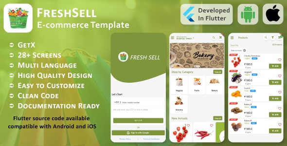 Freshsell - Ecommerce - Flutter Mobile UI Template/Kit (Android, iOS)