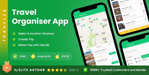 2 App Template| Travel Organiser App| Traveler App| Traveller App| Trip App| Travelza