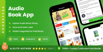 2 App Template| Audiobook App| Online Book App| eBook App| Podcast App| Bookspeak
