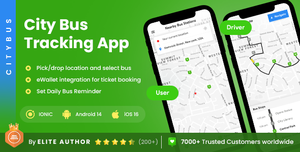 4 App Templates| City Bus Tracking App| City Bus Driver App | Rider App| Citybus