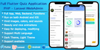 Flutter Quiz, Online Test, Quiz Online - Full Application including PHP Laravel WebAdmin