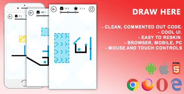 Draw Here. Mobile, Html5 Game .c3p (Construct 3)