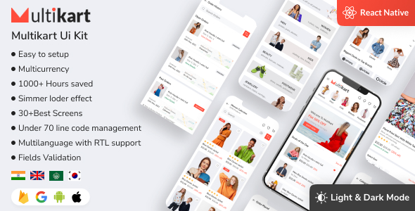 Best React Native Ecommerce App UI Kit - Multikart
