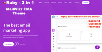 Ruby – 3 in 1 Mailwizz Modern Customizable Theme with Landing Page 1.2.1