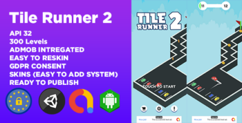 Tile Runner 2 (300 Levels + Unity Game Template + Admob Ads + GDPR Consent) 31 May 2023