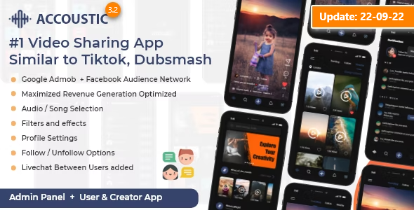 Flutter Video sharing app like tiktok dubsmash Clone - Acoustic 7.1.0