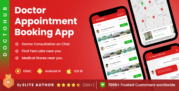 2 App Template| Nearby Doctor Appointment Booking App| Medical finder App| DoctoHub