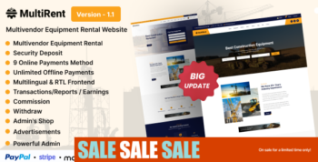 Multirent – Multivendor Equipment / Multipurpose Rental Website 3.0