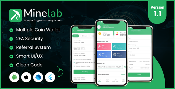 MineLab - Cloud Crypto Mining Mobile Application 1.6