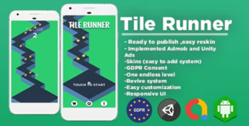 Tile Runner - Unity Template (Admob Ads +Unity Ads+ GDPR Consent) 18 April 2023