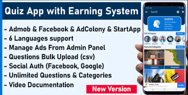 Quiz App with Earning System + Admin Panel 5.0