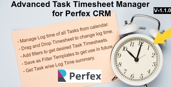 Advanced Task Timesheet Manager Module for Perfex CRM 1.1.3