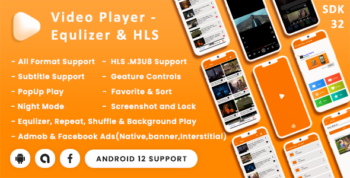 Video Player with Equalizer & Subtitle & HLS Play(Android 12 Supported & SDK 32)