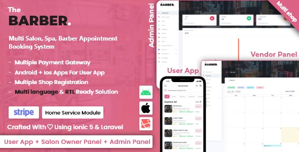 Multi Salon, Spa, Barber Appointment Booking System | Adminpanel | Salon Owner Panel - saas 5.5.1
