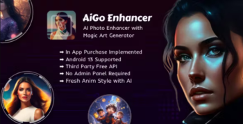 AiGO Enhancer : AI Image Editor with Magic Photo Art Generator | In app purchase | Admob 16 October 2023