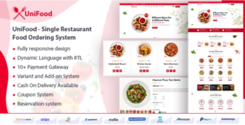 UniFood - Single Restaurant Food Ordering System 1.2