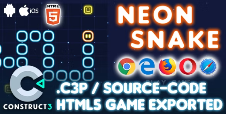 Neon Snake HTML5 Game - Construct 3 All Source-code