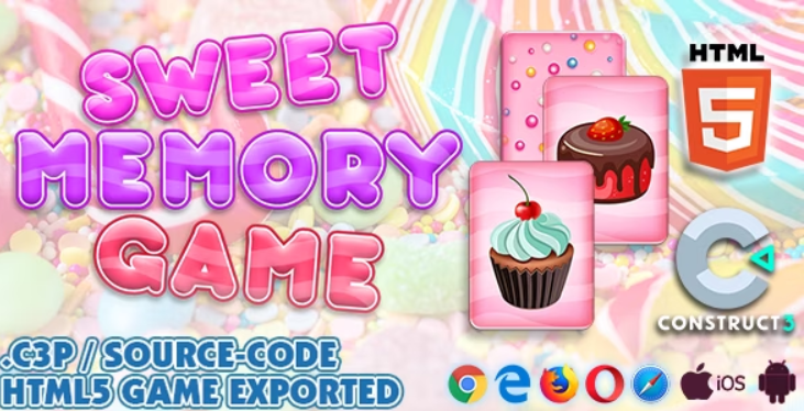 Sweet Memory HTML5 Game - Construct 3 All Source-code (.c3p)