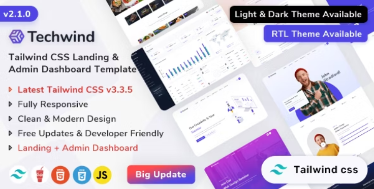 Techwind – Tailwind CSS Multipurpose App, Saas & Software Landing & Admin Dashboard Template 3.0.0