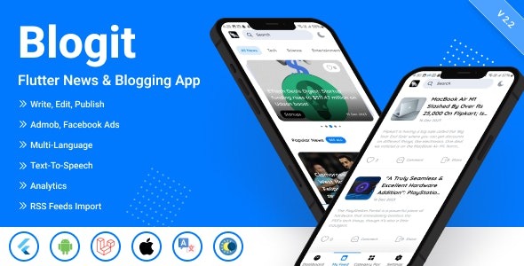 Blogit – Flutter Blog App and Website, News App with Laravel Admin Panel – Travel, News 2.2.2