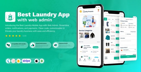 Best laundry app with Admin panel | Laundry booking system | Quick wash | On-Demand Laundry 2.0.0