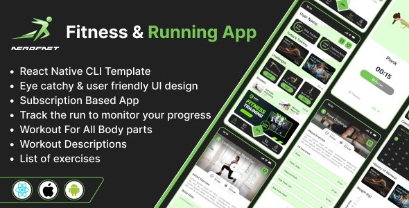 Aerofast - Runner App | Fitness Tracker | React Native CLI template | Android / iOS app