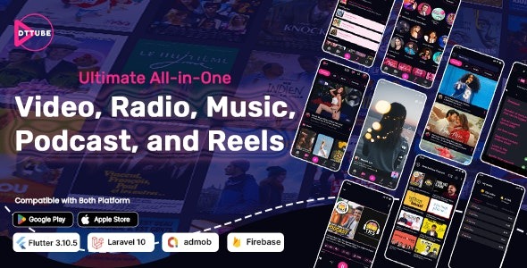DTTube – Flutter YouTube Clone Video, Reels, Music, Podcast, Live Streaming App (Android, iOS, Web) 1.4