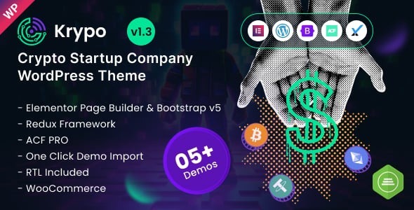 Krypo – Crypto & Blockchain Startup Elementor WordPress Theme 1.3