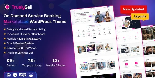 TruelySell - On-Demand Services & Multi-Vendor Booking Marketplace WordPress Theme