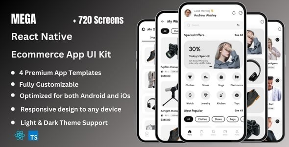 Mega – Ecommerce React Native CLI App Ui Kit