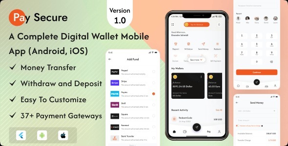 Pay Secure – Digital Wallet Flutter App (Android, iOS)