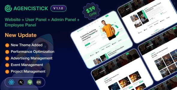 Agencistick – A complete Versatile Portfolio Agency Website | User | Employee | Admin Panel (MERN) 1.1